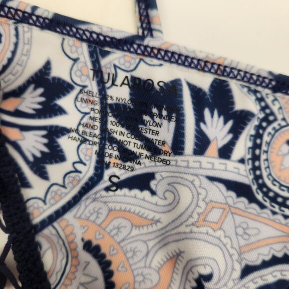 Tularosa Nina Bikini Top Blue Pom Pom Size Small NWT Triangle - Picture 5 of 6